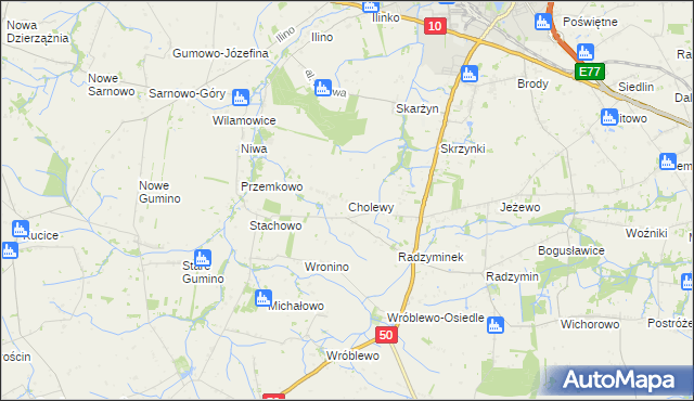 mapa Cholewy gmina Płońsk, Cholewy gmina Płońsk na mapie Targeo