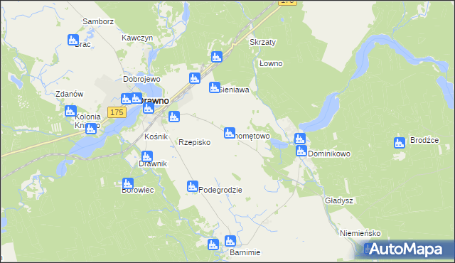mapa Chomętowo gmina Drawno, Chomętowo gmina Drawno na mapie Targeo