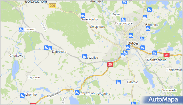 mapa Chomice gmina Bytów, Chomice gmina Bytów na mapie Targeo