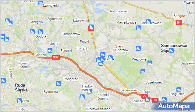 mapa Chorzów, Chorzów na mapie Targeo
