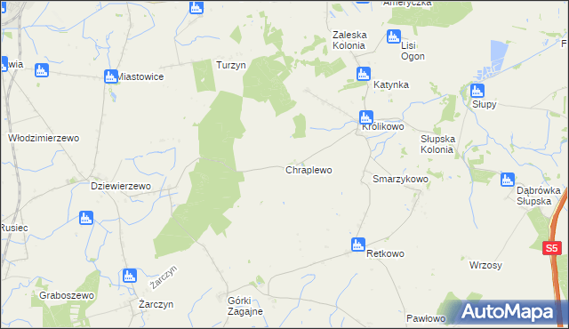 mapa Chraplewo gmina Szubin, Chraplewo gmina Szubin na mapie Targeo