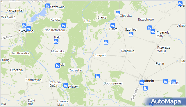 mapa Chrapoń gmina Lutocin, Chrapoń gmina Lutocin na mapie Targeo