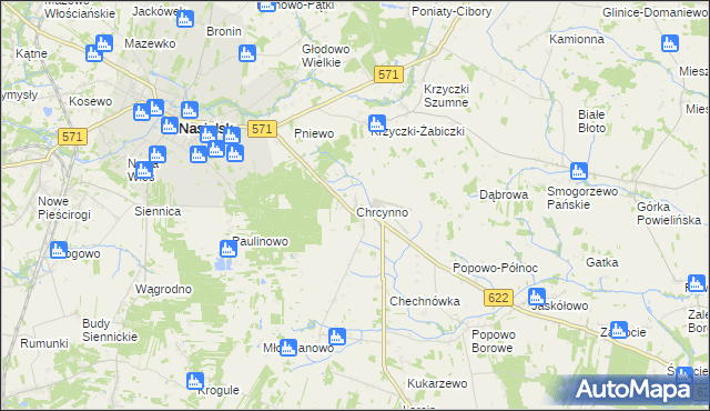 mapa Chrcynno, Chrcynno na mapie Targeo