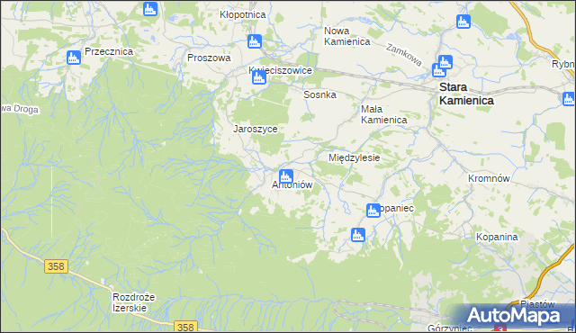 mapa Chromiec gmina Stara Kamienica, Chromiec gmina Stara Kamienica na mapie Targeo