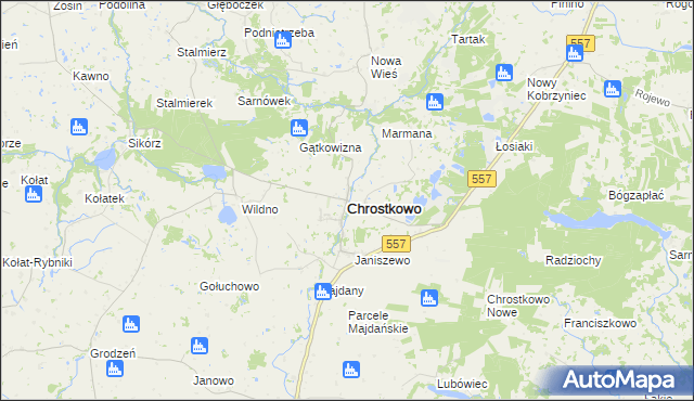 mapa Chrostkowo, Chrostkowo na mapie Targeo