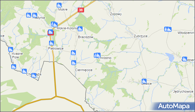 mapa Chróstno, Chróstno na mapie Targeo