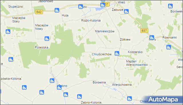 mapa Chruściechów gmina Żółkiewka, Chruściechów gmina Żółkiewka na mapie Targeo