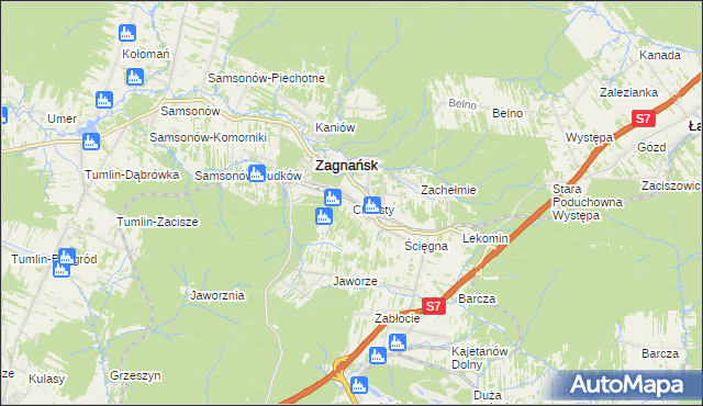mapa Chrusty gmina Zagnańsk, Chrusty gmina Zagnańsk na mapie Targeo