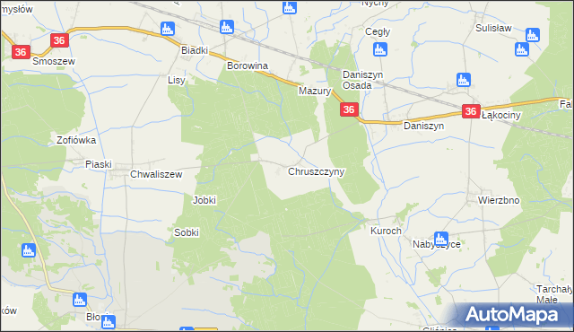 mapa Chruszczyny, Chruszczyny na mapie Targeo