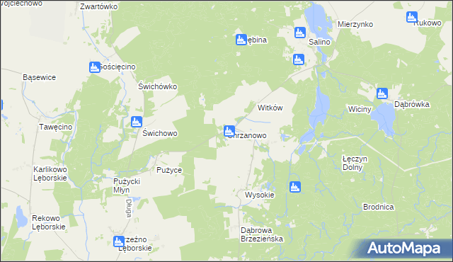 mapa Chrzanowo gmina Łęczyce, Chrzanowo gmina Łęczyce na mapie Targeo