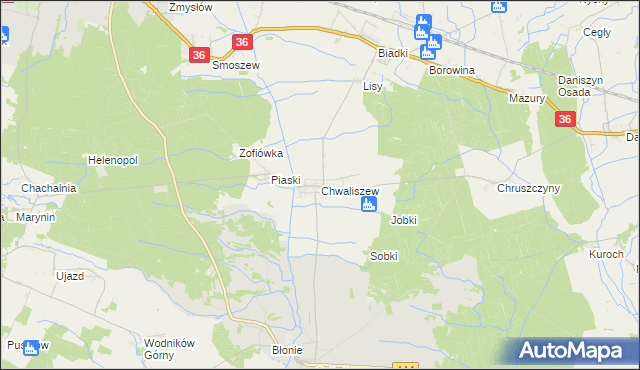 mapa Chwaliszew, Chwaliszew na mapie Targeo