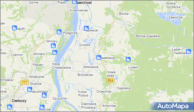 mapa Chwałowice gmina Radomyśl nad Sanem, Chwałowice gmina Radomyśl nad Sanem na mapie Targeo