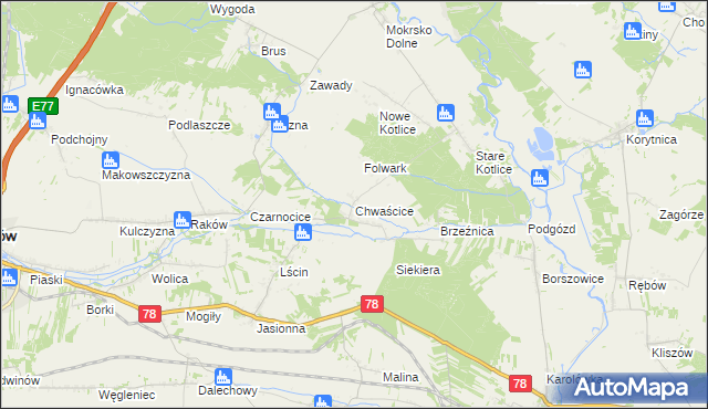 mapa Chwaścice, Chwaścice na mapie Targeo