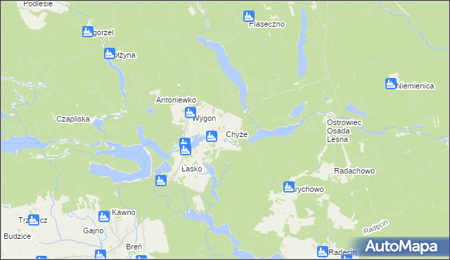 mapa Chyże gmina Bierzwnik, Chyże gmina Bierzwnik na mapie Targeo