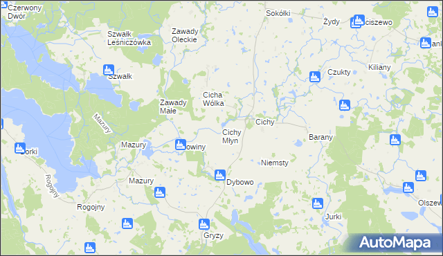 mapa Cichy Młyn, Cichy Młyn na mapie Targeo