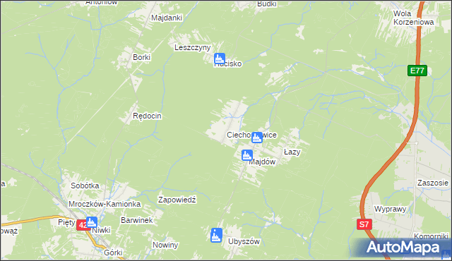 mapa Ciechostowice, Ciechostowice na mapie Targeo