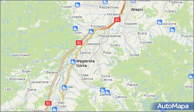 mapa Cięcina, Cięcina na mapie Targeo