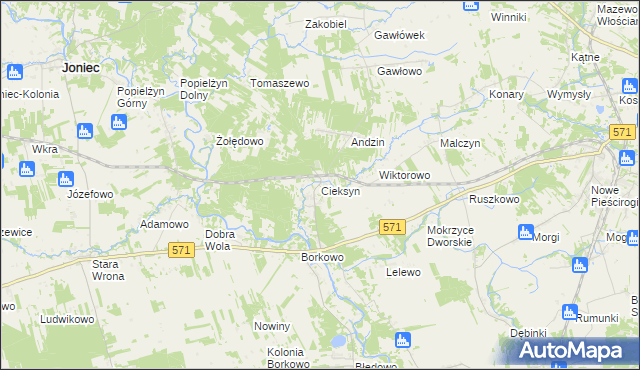 mapa Cieksyn, Cieksyn na mapie Targeo