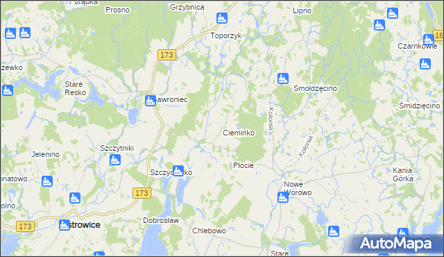 mapa Cieminko, Cieminko na mapie Targeo