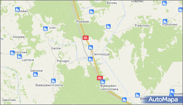 mapa Ciemnoszyje, Ciemnoszyje na mapie Targeo