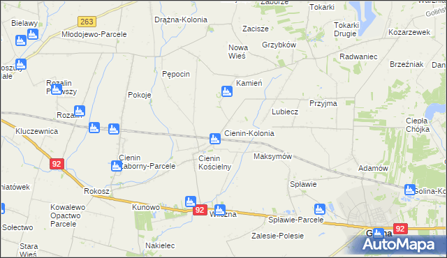 mapa Cienin-Kolonia, Cienin-Kolonia na mapie Targeo