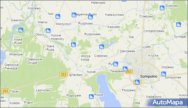 mapa Ciepłowo, Ciepłowo na mapie Targeo