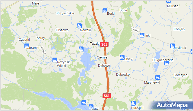 mapa Ciernie gmina Prostki, Ciernie gmina Prostki na mapie Targeo