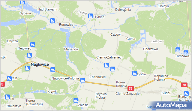 mapa Cierno-Żabieniec, Cierno-Żabieniec na mapie Targeo
