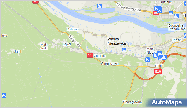 mapa Cierpice gmina Wielka Nieszawka, Cierpice gmina Wielka Nieszawka na mapie Targeo