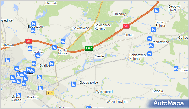 mapa Cieśle gmina Oleśnica, Cieśle gmina Oleśnica na mapie Targeo
