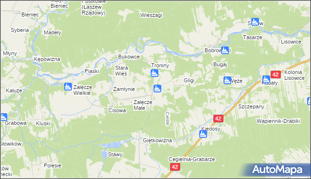 mapa Cieśle gmina Pątnów, Cieśle gmina Pątnów na mapie Targeo