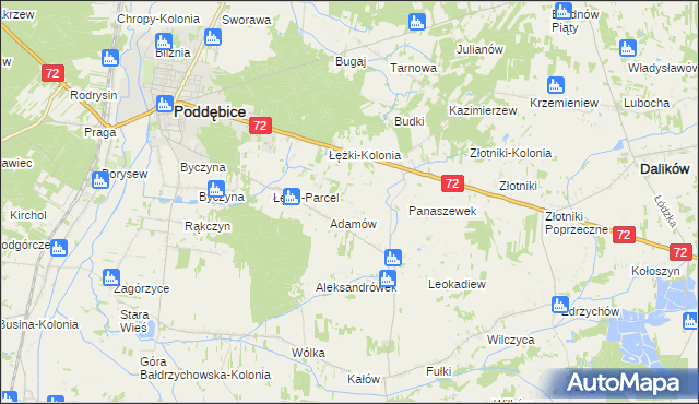 mapa Ciężków gmina Poddębice, Ciężków gmina Poddębice na mapie Targeo