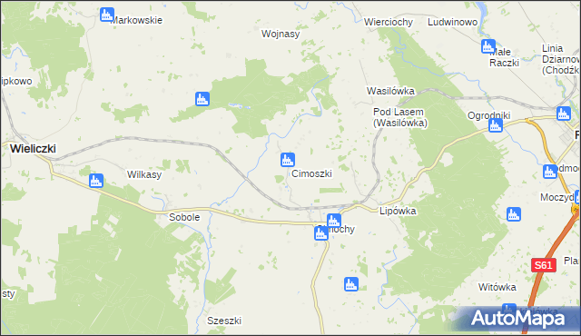 mapa Cimoszki, Cimoszki na mapie Targeo