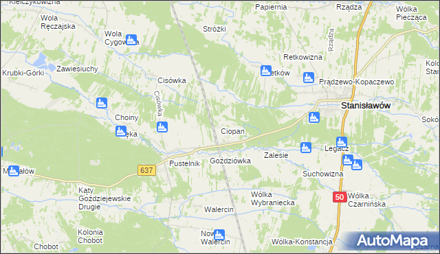 mapa Ciopan, Ciopan na mapie Targeo
