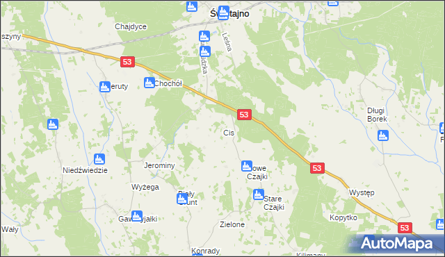 mapa Cis gmina Świętajno, Cis gmina Świętajno na mapie Targeo