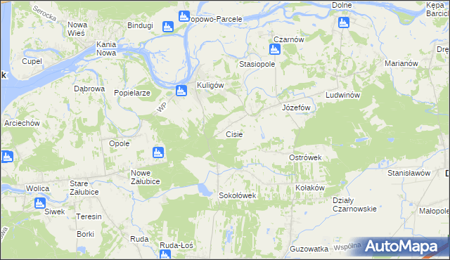 mapa Cisie gmina Dąbrówka, Cisie gmina Dąbrówka na mapie Targeo