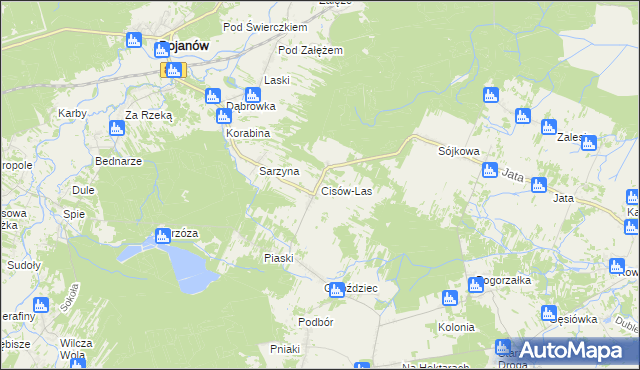 mapa Cisów-Las, Cisów-Las na mapie Targeo