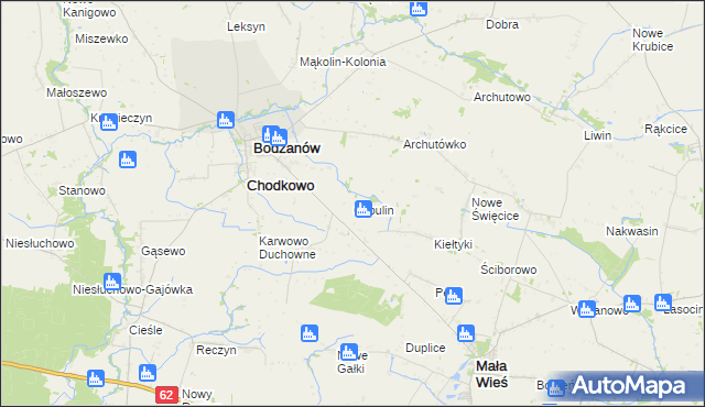 mapa Cybulin gmina Bodzanów, Cybulin gmina Bodzanów na mapie Targeo