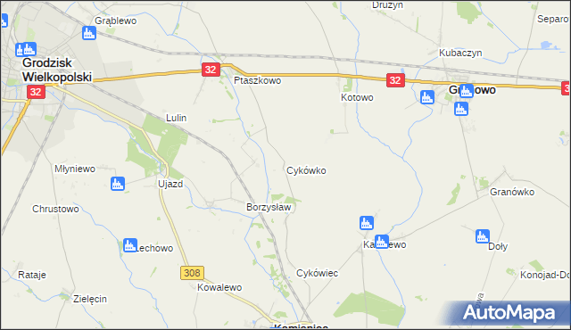 mapa Cykówko, Cykówko na mapie Targeo