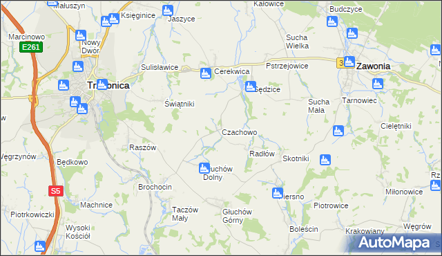mapa Czachowo gmina Zawonia, Czachowo gmina Zawonia na mapie Targeo