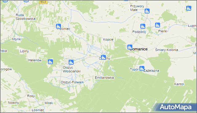 mapa Czachy gmina Domanice, Czachy gmina Domanice na mapie Targeo