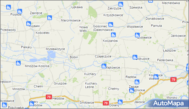 mapa Czajęczyce, Czajęczyce na mapie Targeo