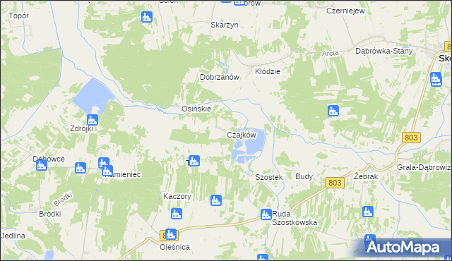 mapa Czajków gmina Wodynie, Czajków gmina Wodynie na mapie Targeo