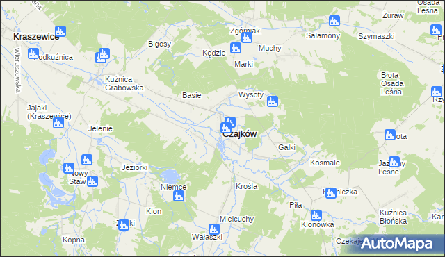 mapa Czajków powiat ostrzeszowski, Czajków powiat ostrzeszowski na mapie Targeo