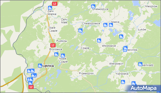 mapa Czaple gmina Trzebiel, Czaple gmina Trzebiel na mapie Targeo
