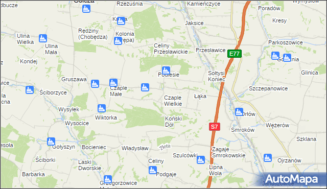 mapa Czaple Wielkie, Czaple Wielkie na mapie Targeo