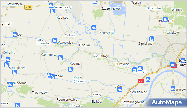 mapa Czarkowy, Czarkowy na mapie Targeo