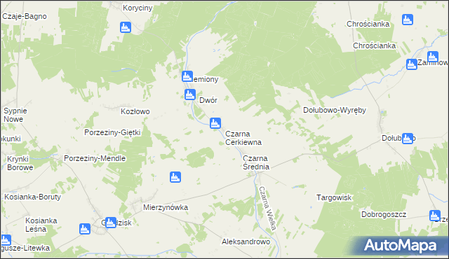 mapa Czarna Cerkiewna, Czarna Cerkiewna na mapie Targeo