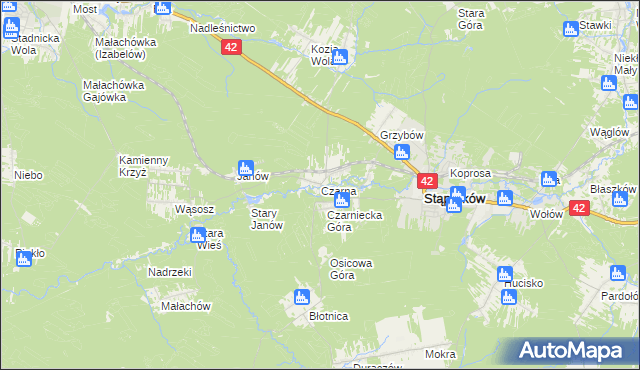 mapa Czarna gmina Stąporków, Czarna gmina Stąporków na mapie Targeo