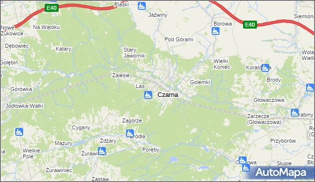 mapa Czarna powiat dębicki, Czarna powiat dębicki na mapie Targeo